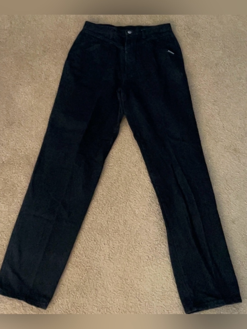 Rocky Mountain Black Denim Jeans High Rise Western Yoke Straight Leg Size 34 VTG
